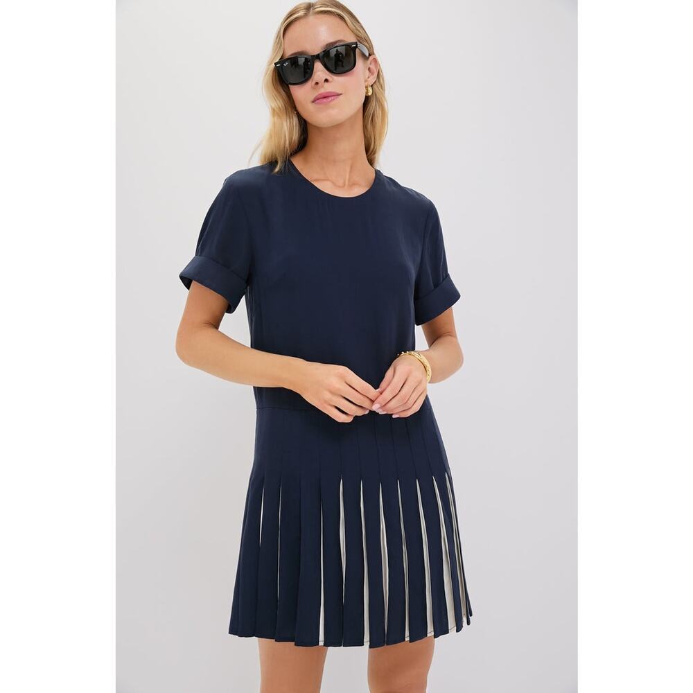 Tuckernuck Navy Pleated Mini Dress